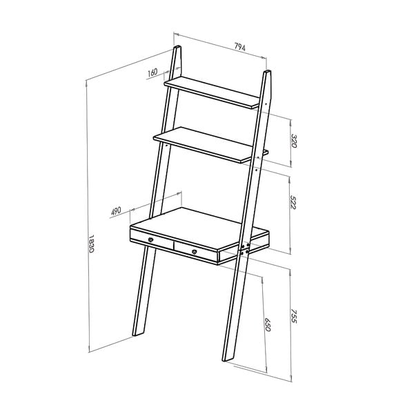 Biely stojan s pracovnou doskou a zásuvkou Ragaba Leno-image-2