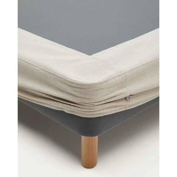 Béžová čalúnená dvojlôžková posteľ 180x200 cm Ofelia – Kave Home-image-2