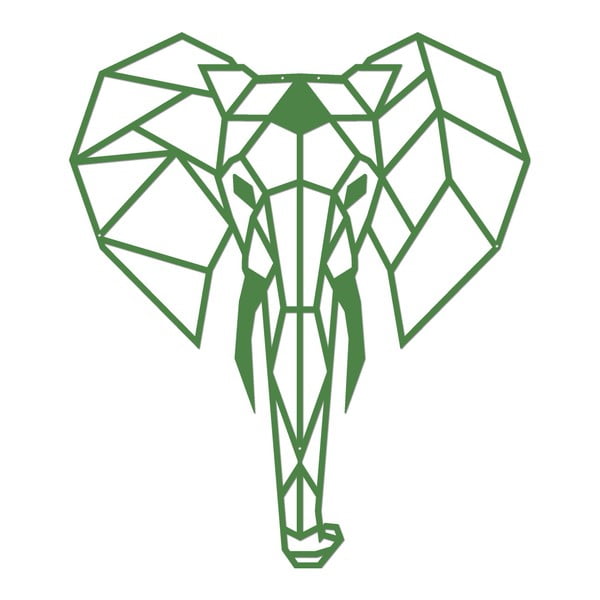 Zelená kovová nástenná dekorácia Elephant