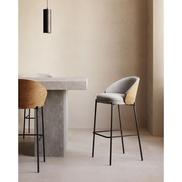 Sivá/v prírodnej farbe barová stolička (výška sedadla 65 cm) Eamy – Kave Home-image-1