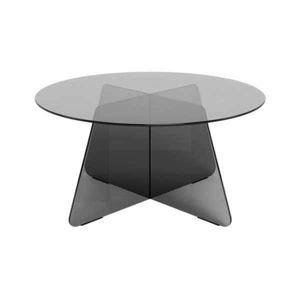 Sivý sklenený okrúhly konferenčný stolík ø 80 cm Samos – Actona-image-3