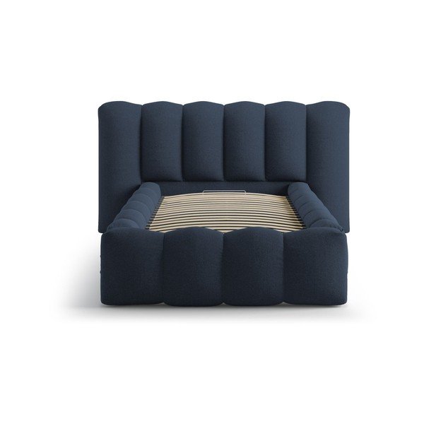 Modrá čalúnená jednolôžková posteľ s úložným priestorom s roštom 90x200 cm Lupine – Micadoni -image-3