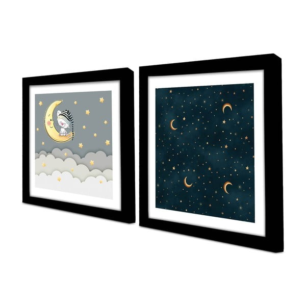 Detské obrázky v súprave 2 ks 33x33 cm Night – Wallity-image-2