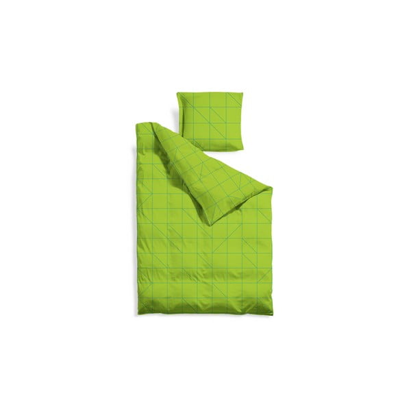 Predĺžené obliečky Green Geometric, 140x220 cm