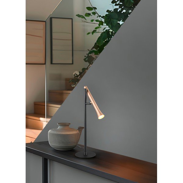 LED stolová lampa v čierno-zlatej farbe s kovovým tienidlom (výška 53 cm) Fiato – Trio-image-1