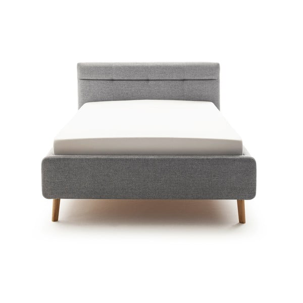 Sivá čalúnená dvojlôžková posteľ s úložným priestorom s roštom 140x200 cm Lotte – Meise Möbel-image-3