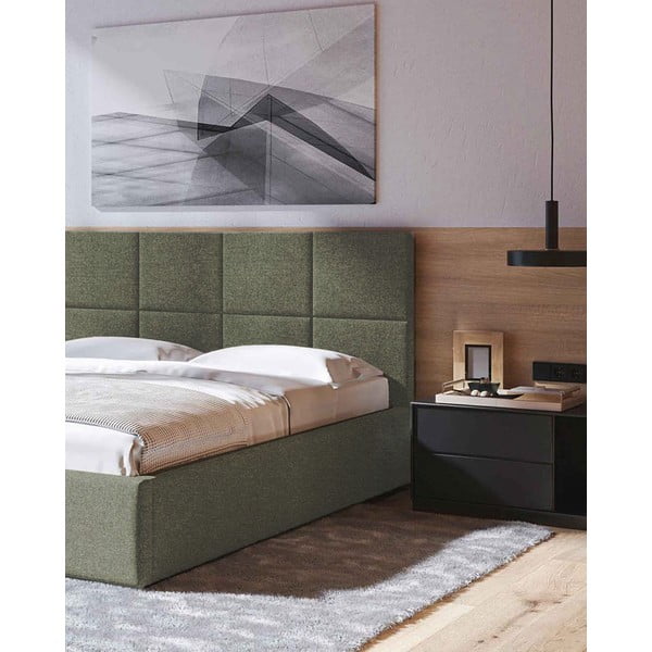 Zelená čalúnená dvojlôžková posteľ s úložným priestorom s roštom 140x200 cm Bufo – MESONICA-image-4