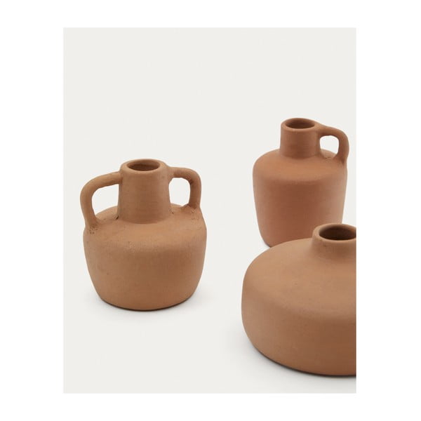 Oranžové terakotové vázy v súprave 3 ks (výška 6 cm) Sofra – Kave Home-image-2