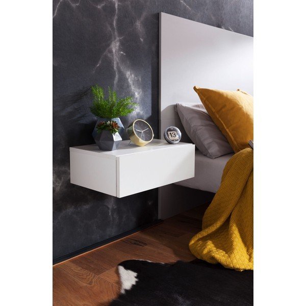 Biely nástenný nočný stolík Skyport Wohnling Dream-image-3