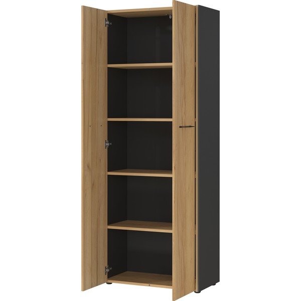 Šatníková skriňa v dekore duba v antracitovo-prírodnej farbe 75x196x40 cm Podium – Germania-image-3