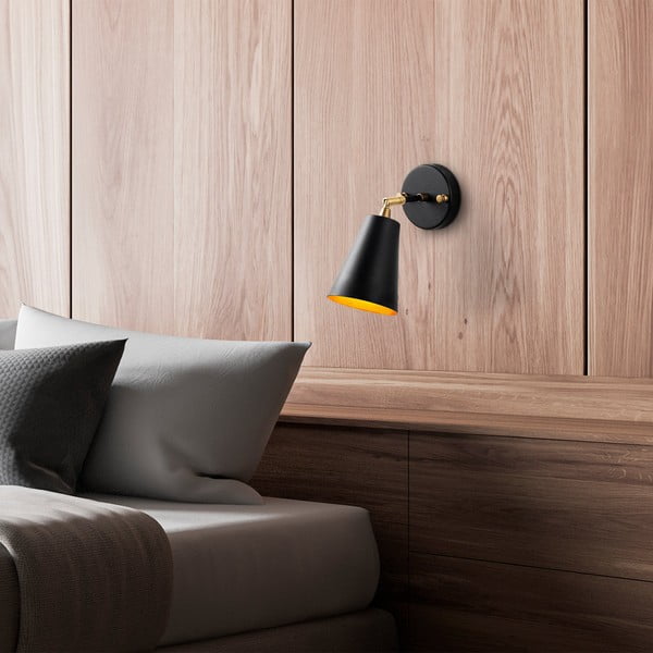 Čierne/v zlatej farbe nástenné svietidlo ø 10 cm Evander – Opviq lights-image-1