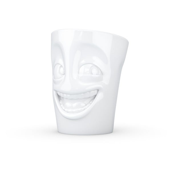 Biely vysmiaty porcelánový hrnček s uškom 58products, objem 350 ml-image-1