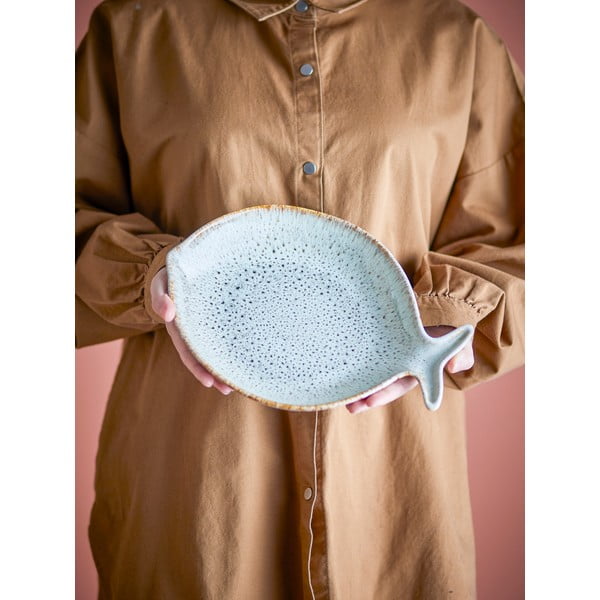 Modrý/béžový servírovací tanier z kameniny Fleur – Bloomingville-image-1