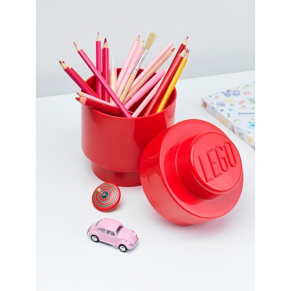 Červený úložný okrúhly box LEGO®, ⌀ 12,5 cm-image-2