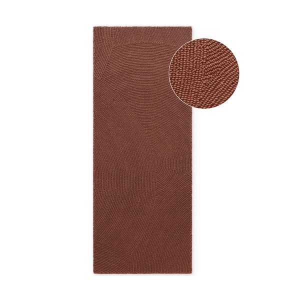 Ručne tkaný vlnený behúň v tehlovej farbe 80x300 cm Calmio – Hanse Home