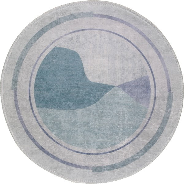 Umývateľný okrúhly koberec v modro-krémovej farbe ø 120 cm Yuvarlak – Vitaus