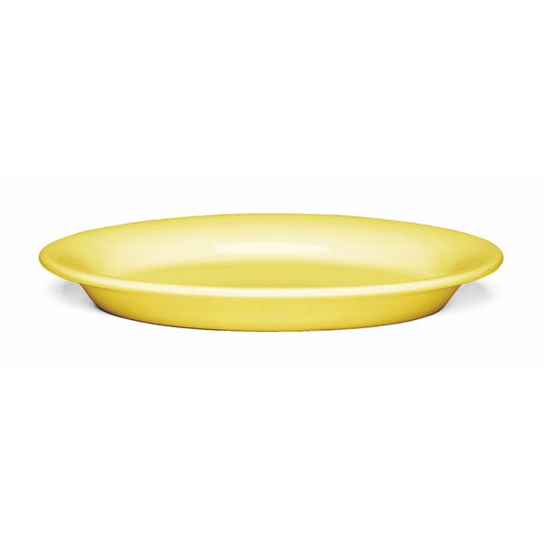 Žltý kameninový tanier Kähler Design Ursula, 22 × 15,5 cm