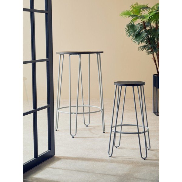 Sivá/v tmavo prírodnej farbe barová stolička z brestového dreva (výška sedadla 75 cm) District – Premier Housewares-image-1
