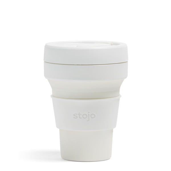 Biely skladací cestovný hrnček Stojo Pocket Cup Quartz, 355 ml