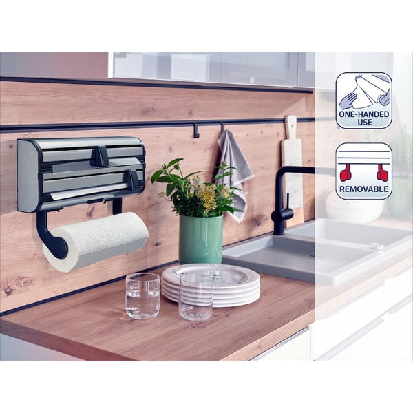 Nástenný kovový držiak na fólie a papierové utierky v striebornej farbe Parat Royal – LEIFHEIT-image-4