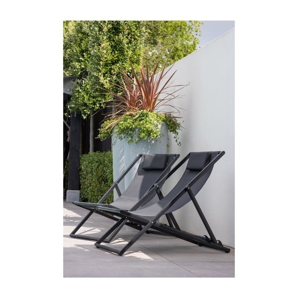 Čierne kovové skladacie záhradné ležadlo Esper - Exotan-image-1