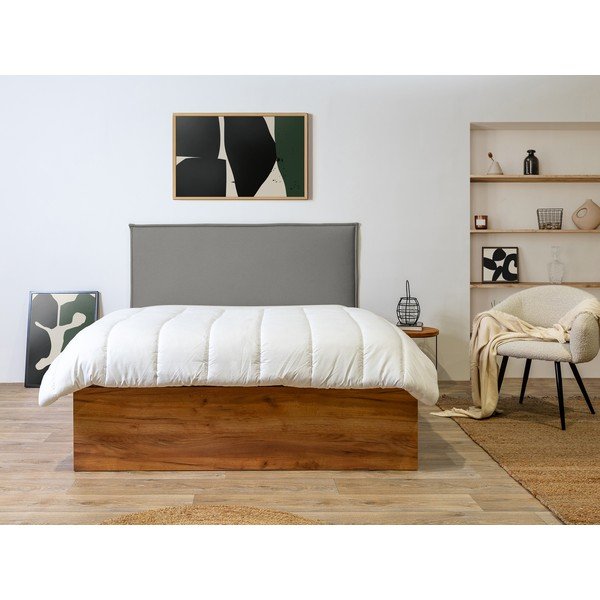 Sivo-prírodná dvojlôžková posteľ s úložným priestorom s roštom 140x190 cm Cara – Bobochic Paris-image-3