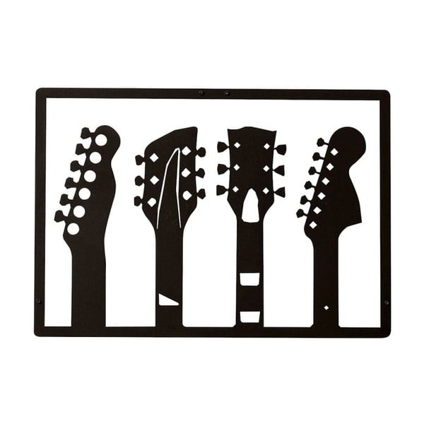 Čierna nástenná kovová dekorácia Wall Decor Guitar
