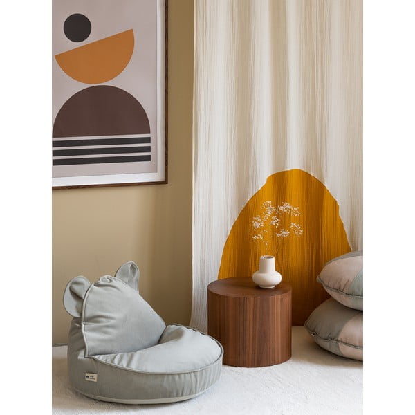 Zamatový detský sedací vak v mentolovej farbe Bear – Wigiwama-image-1