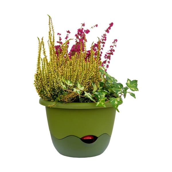 Zelený samozavlažovací kvetináč vhodný k zaveseniu Plastia Mareta 25-image-2