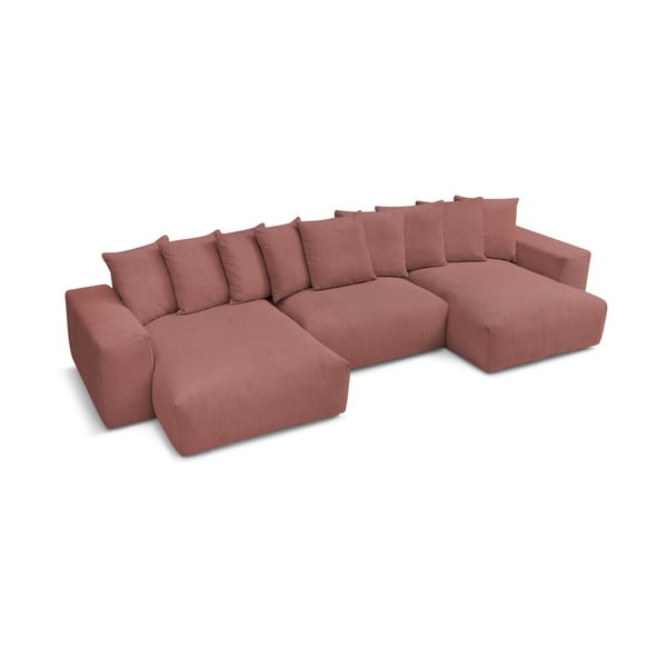 Svetloružová menčestrová rohová pohovka Voltaire – Bobochic Paris-image-3