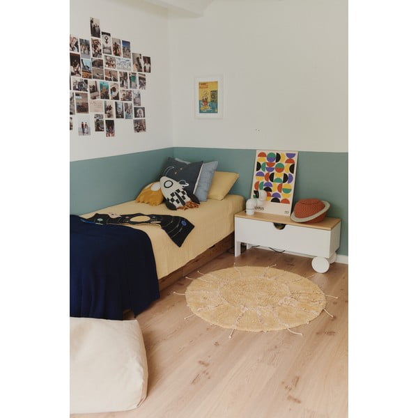 Prateľný ručne tkaný bavlnený okrúhly koberec v horčicovej farbe ø 100 cm Solar Multishape – Lorena Canals-image-4