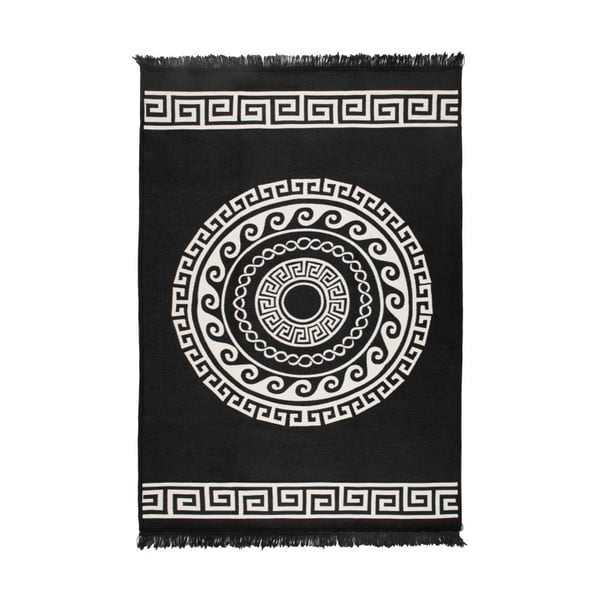 Béžovo-čierny obojstranný koberec Mandala, 160 × 250 cm