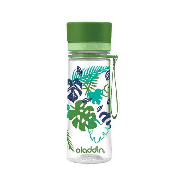 Fľaša na vodu so zeleným viečkom a potlačou Aladdin Aveo Bloom, 350 ml