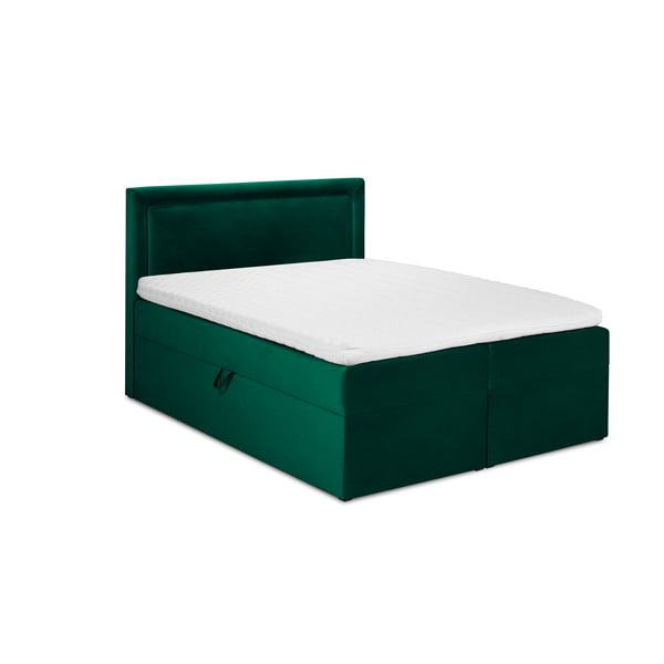 Zelená zamatová dvojlôžková posteľ Mazzini Beds Yucca, 200 x 200 cm