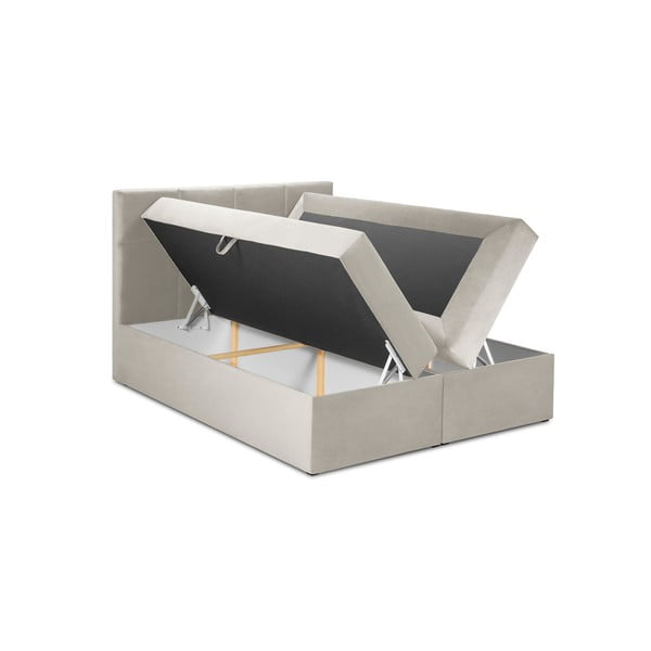 Béžová zamatová dvojlôžková posteľ Mazzini Beds Mimicry, 160 x 200 cm-image-3