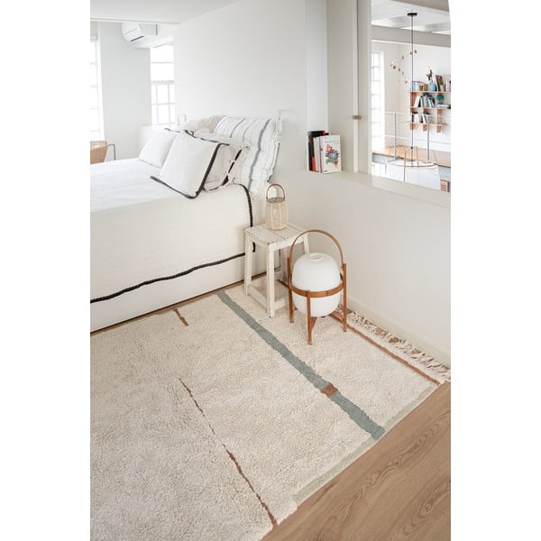 Modro-krémový prateľný ručne tkaný bavlnený koberec 140x200 cm Lanes Vintage Blue – Lorena Canals-image-4