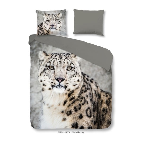 Obliečky na jednolôžko z bavlneného saténu Muller Textiels Good Morning Snow Leopard, 140 × 200 cm