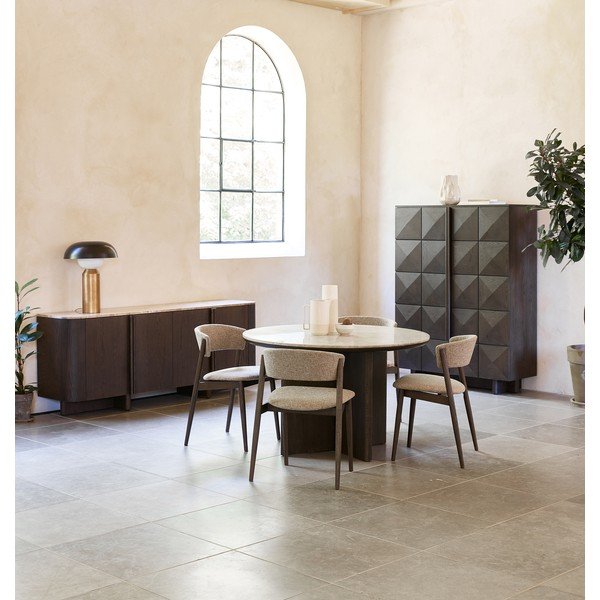 Béžové/tmavohnedé kovové jedálenské stoličky v súprave 2 ks Revere – Unique Furniture-image-1