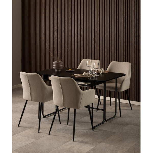 Béžové čalúnené jedálenské kreslá v súprave s podrúčkami 2 ks Lizzy – Actona-image-1