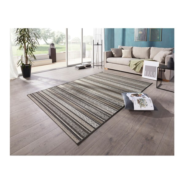 Čierno-hnedý koberec vhodný aj do exteriéru Elle Decoration Bloom Rodez, 80 × 150 cm-image-1