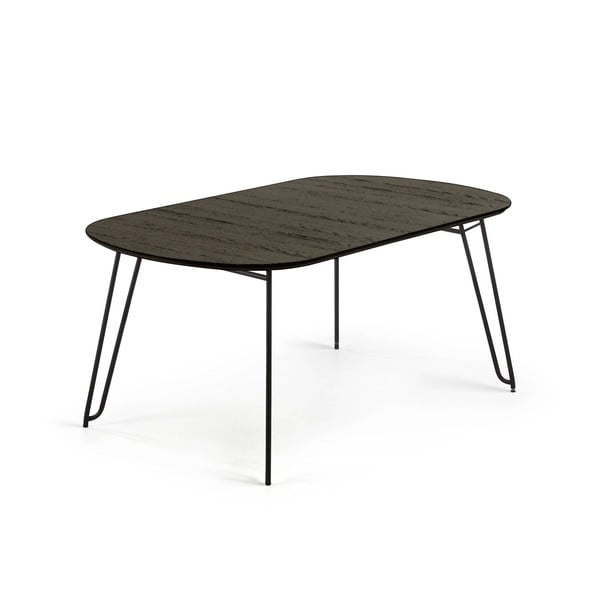 Tmavohnedý rozkladací jedálenský stôl s doskou v dekore jaseňového dreva 100x170 cm Milian – Kave Home