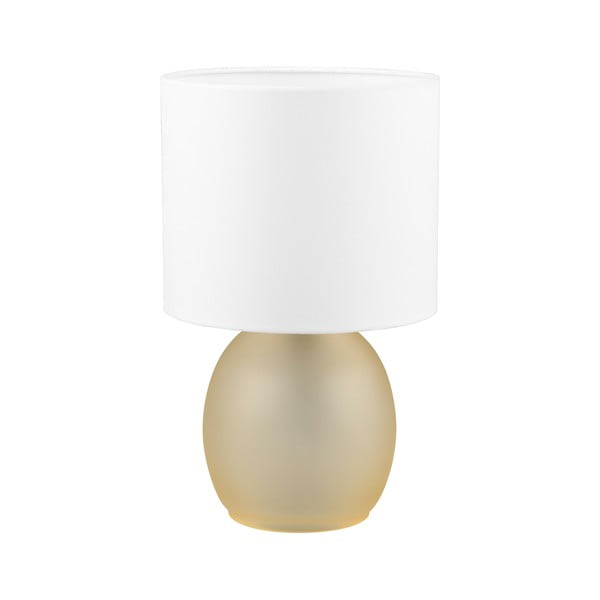 Stolová lampa v bielej a zlatej farbe s textilným tienidlom (výška 29 cm) Vela – Trio