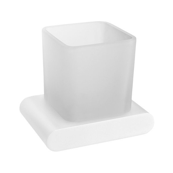 Biely nástenný sklenený téglik na zubné kefky Flori – Sapho