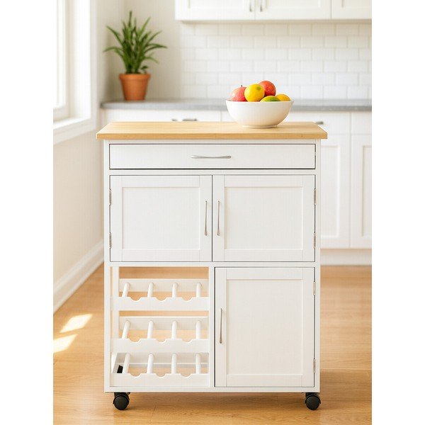 Bambusový servírovací stolík na kolieskach 37x67 cm Harlow – Premier Housewares-image-3