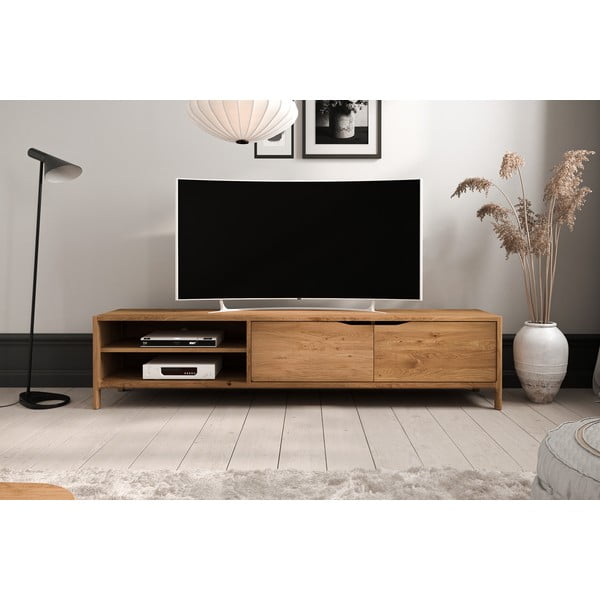 TV stolík z dubového dreva v prírodnej farbe 200x48 cm Twig – The Beds-image-1