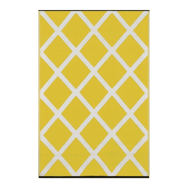 Žltý obojstranný vonkajší koberec Green Decore Diamond, 90 × 150 cm