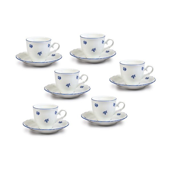 Porcelánová sada na kávu s modrou kventikou Thun Ophelia-image-2