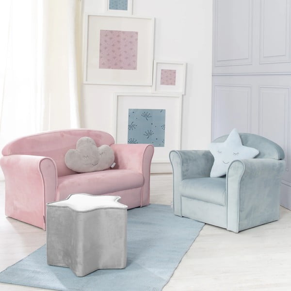 Svetloružová zamatová detská pohovka 78 cm Lil Sofa – Roba-image-3