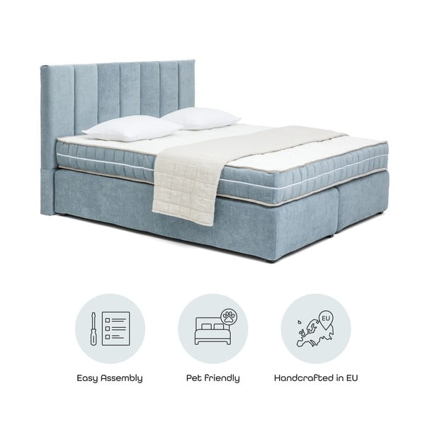 Modrá boxspring posteľ 160x200 cm Olia Bold Line – Bonami Selection-image-4