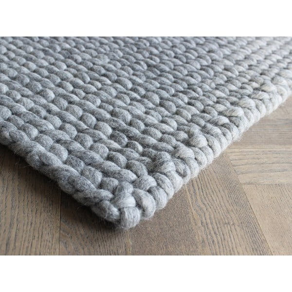 Oceľovosivý pletený vlnený koberec Wooldot Braided rugs, 170 x 240 cm